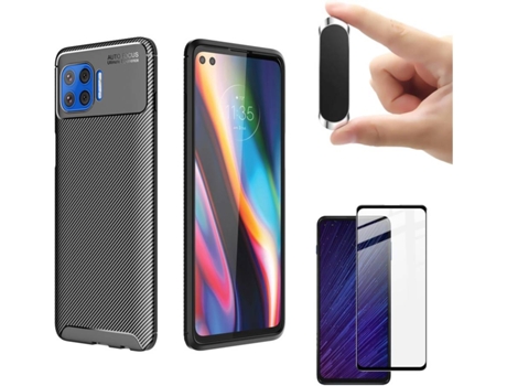 Carcasa, Protector y Soporte Motorola Moto G 5G Plus Rugged Carbon Negro