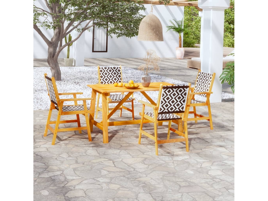 Juego de comedor de jardín de 2 piezas de madera maciza de acacia Dkd Home Decor