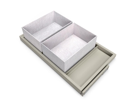 EMUCA Kit Bandejas con 2 Cestos Organizadores y Estructura Corredera de Cierre Suave para Armarios - Regulable - Módulo 800Mm - Gris Piedra