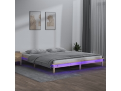 Estructura De Cama Con Led Madera Maciza King Size 150x200 Cm