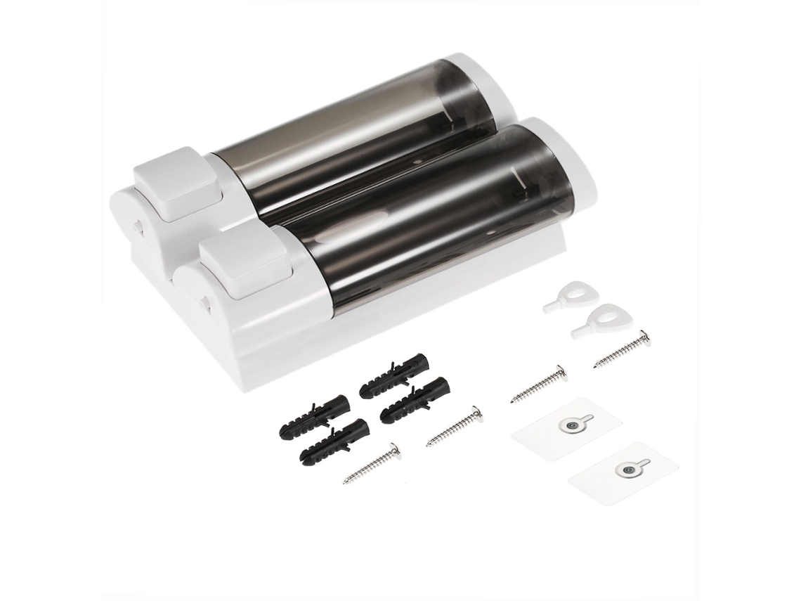 Dispensador De Sabão Manual Duplo Para Parede Banheiro Cozinha 200ml Transparente Abs