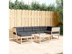 Conjunto de sofás de jardín de 6 piezas DKD Home Decor con cojines de pino macizo