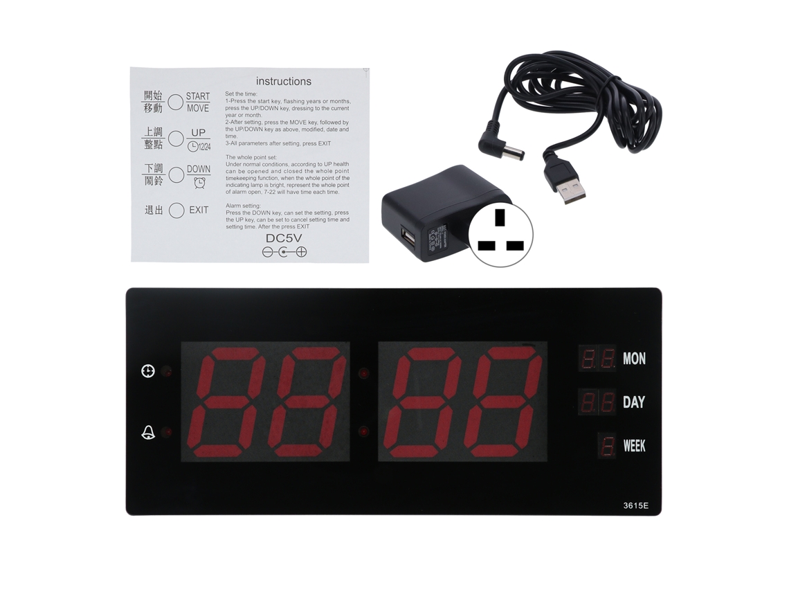 2026-reloj De Pared Electrónico Led Con Calendario Y Luz Nocturna Para Hogar Oficina Laboratorio Plug Uk