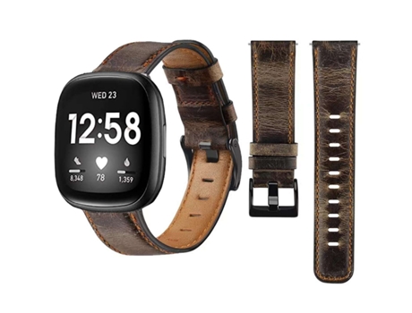 Correa Classic Vintage em Pele Ecológico Fitbit by Google Versa 3 Café