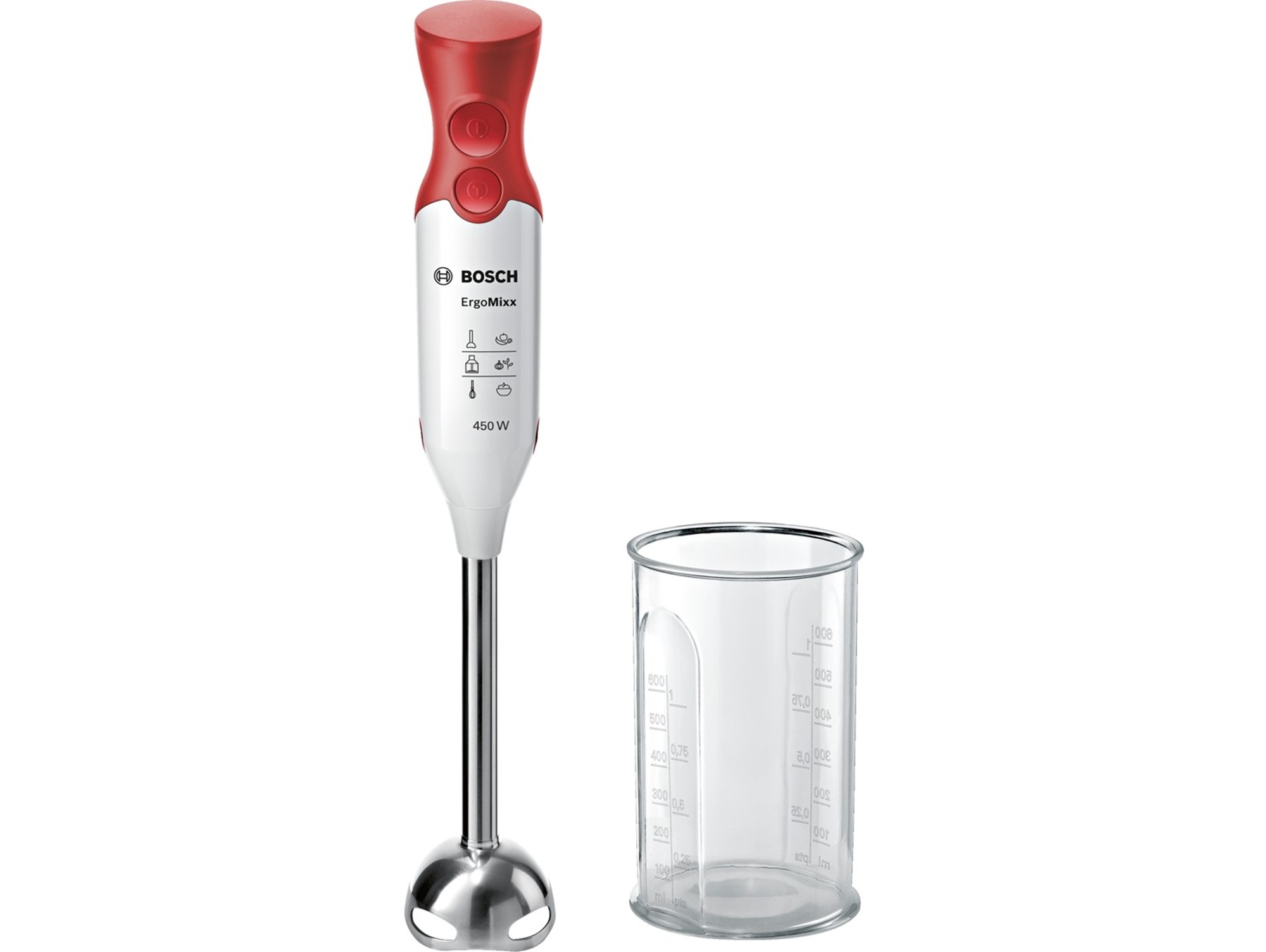 Batidora de Mano  BOSCH MSM64110 (450 W - Blanco y Rojo)