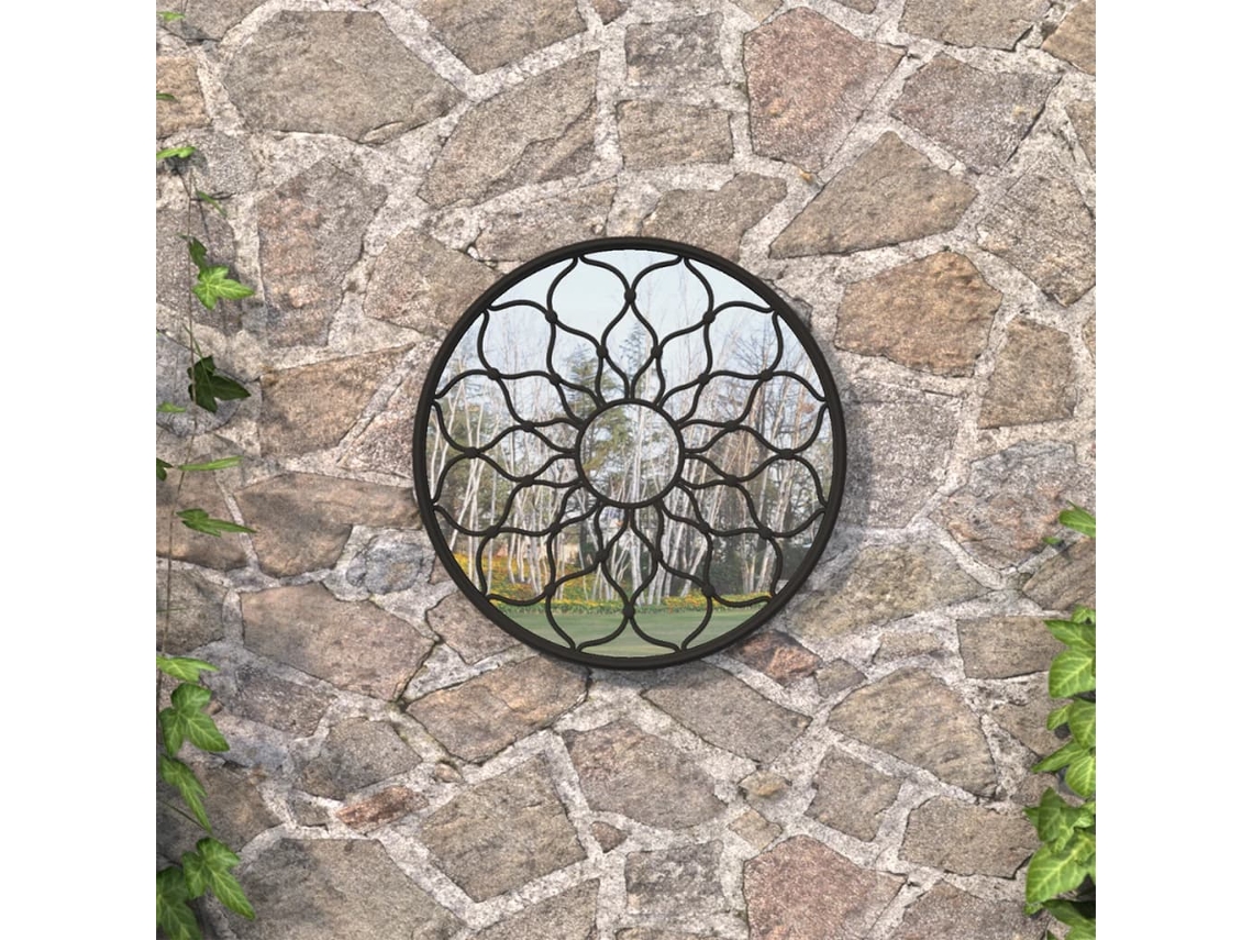 Espejo de jardín para exterior de hierro 60x3 cm negro Lovely Home