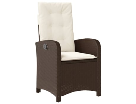 Sillón reclinable de jardín VIDAXL con cojines ratán sintético marrón