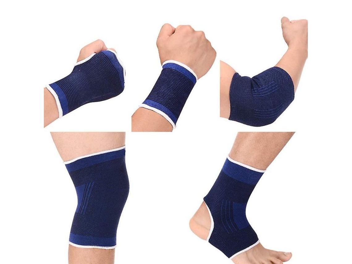2026-1 Set 10 Piezas Brazaletes Muñeca Tobillo Rodilla Codo Guantes Niños Azul Real Deporte