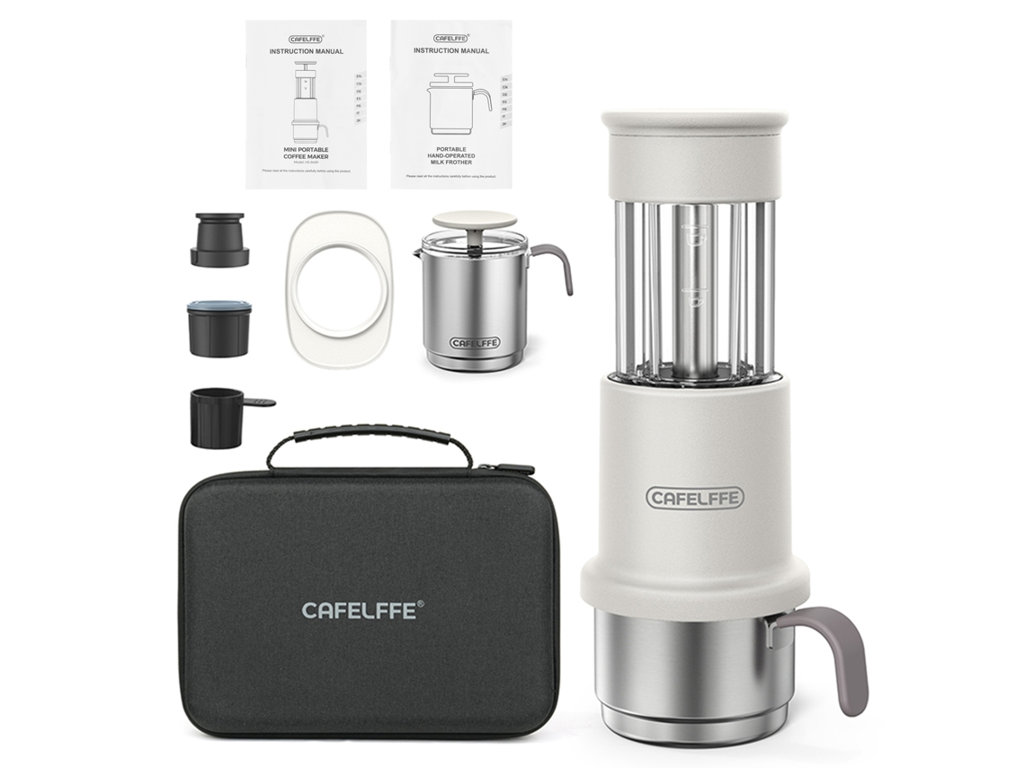 Cafetera portátil compatible con cápsulas y café molido