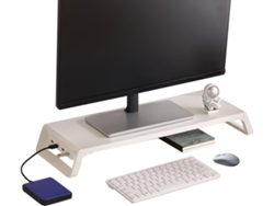 Soporte De Sobremesa Para Monitor | Escritorio Con Almacenamiento Para Tablet Y 4 Puertos Usb