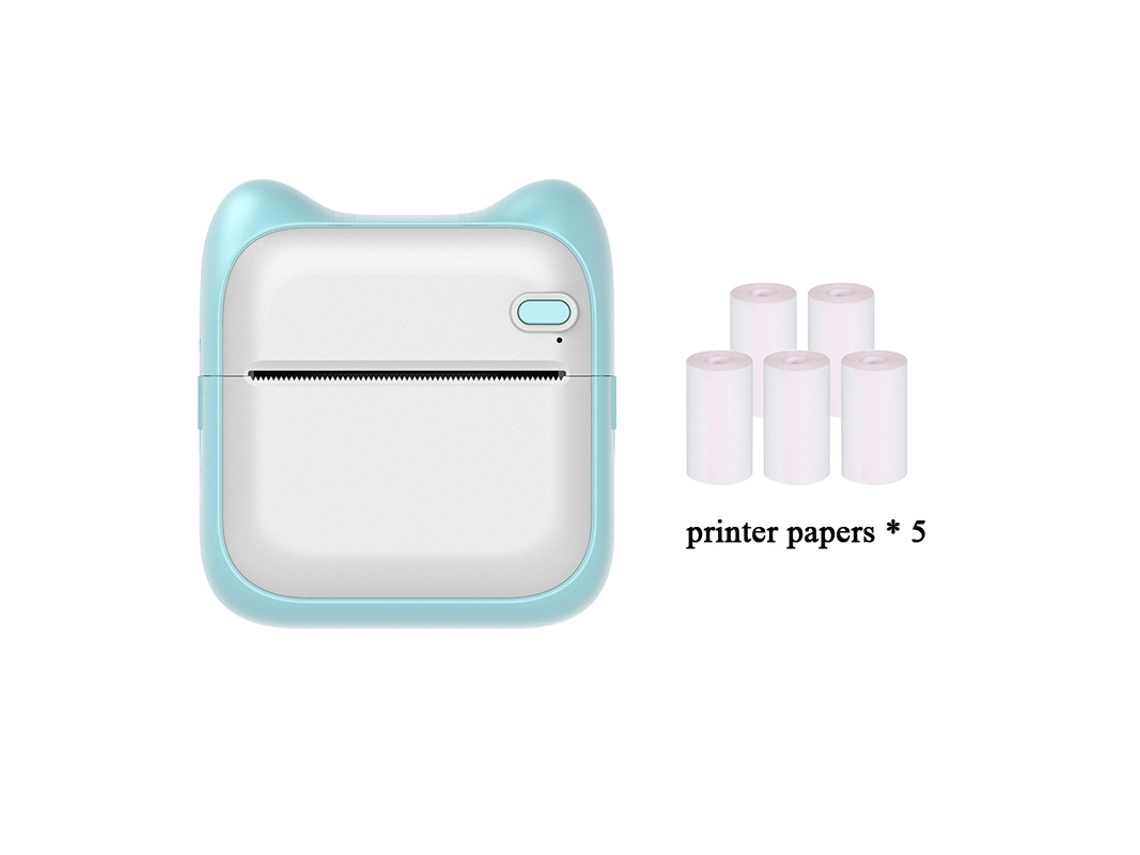 Impresora Térmica Bluetooth Azul (5 Rollos De Papel De Impresión) SIURN