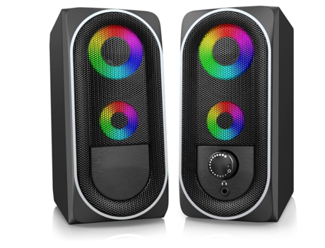 Altavoces para computadora, control de volumen estéreo 5W 2.0 con luz RGB Altavoces para juegos alimentados por USB para PC / computadoras portátil...