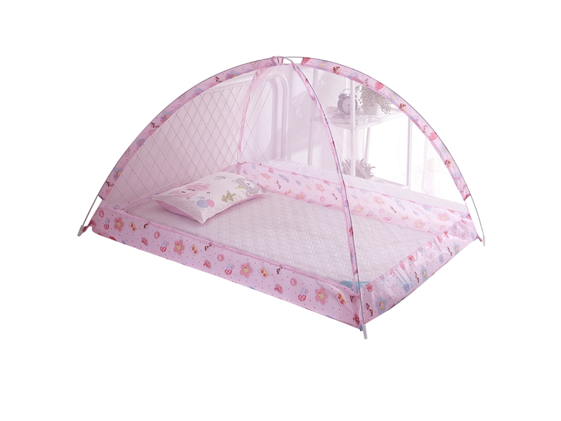 Rede De Berço Para Bebê Plegável Sem Instalação Arame De Aço Respirável Rosa 80x120x90cm