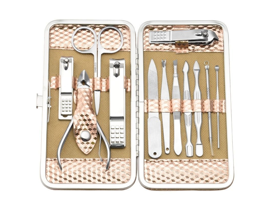 Kit Profesional Para El Cuidado De Las Uñas Con Estuche De Viaje (oro Rosa)