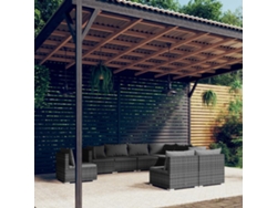Conjunto de jardín DKD Home Decor de 9 piezas con cojines de mimbre gris