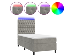 Maison Exclusive - Cama Box Spring Colchón Y Led Terciopelo Gris Claro 90x200 Cm