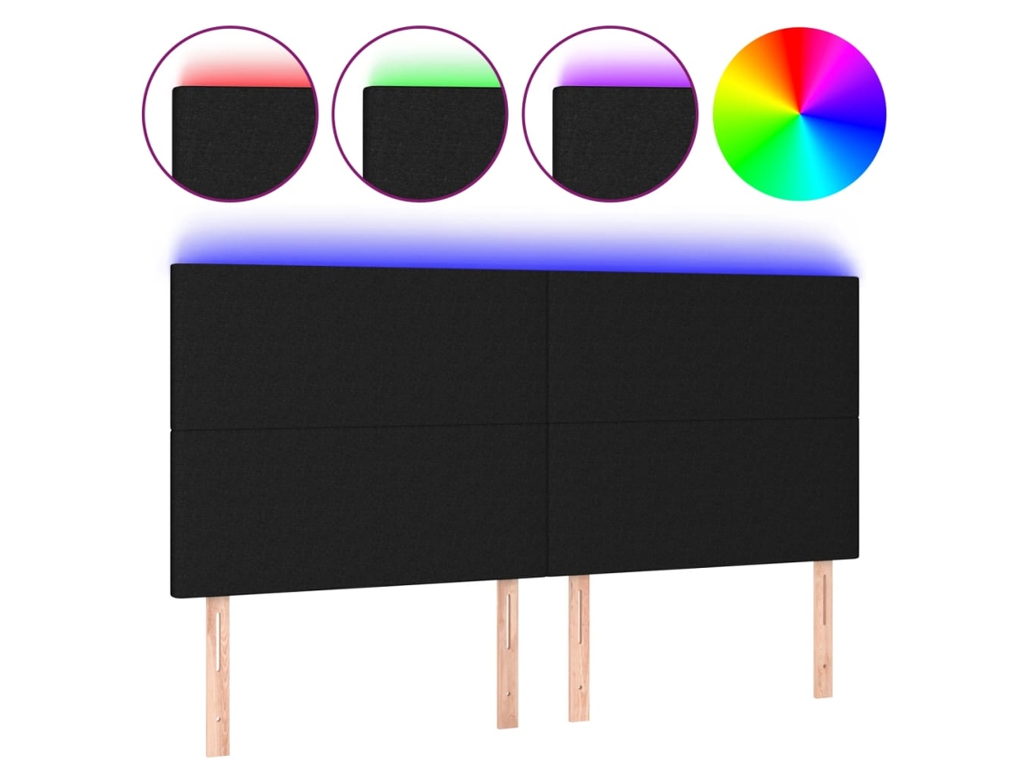 Cabecero con luces LED, tela negra, MAISON EXCLUSIVE (160x5x118 cm)