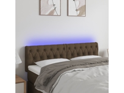 Cabecero Con Led De Tela Marrón Oscuro 160x7x78/88 Cm