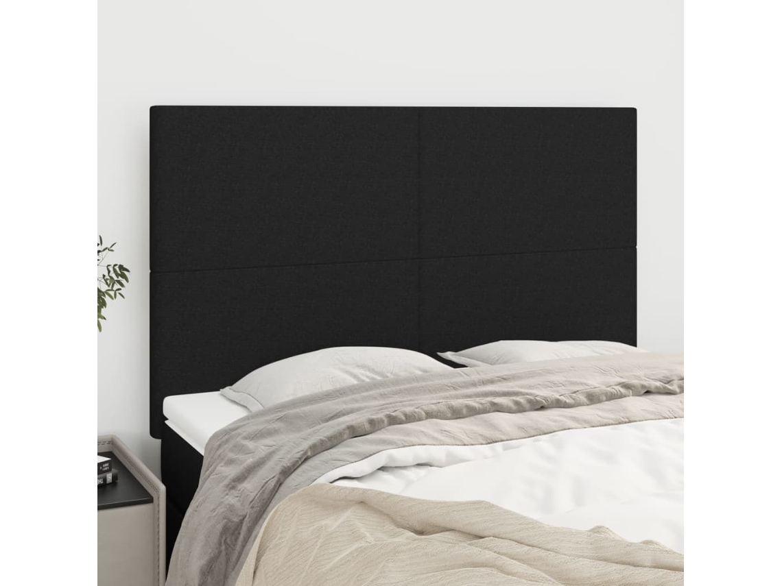 Cabeceros 4 Unidades Tela Negro 72x5x78/88 Cm
