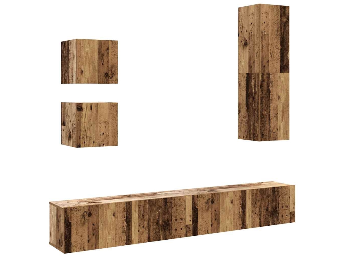 Maison Exclusive - Conjunto De Mueble De Tv 5 Piezas Montado La Pared Madera Vieja