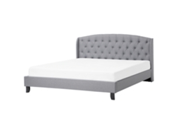 Cama con somier BELIANI Bordeaux de Poliéster Gris 189x221x106