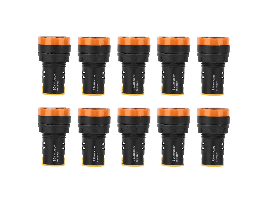 Indicador De Luz De Energía Led Berm 10 Piezas Ad16-22d/s 22mm 110v Con Cubierta De Pc Retardante De Incendios