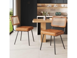 Silla de comedor ergonómica de cuero sintético estilo retro Mobrio de 2 piezas