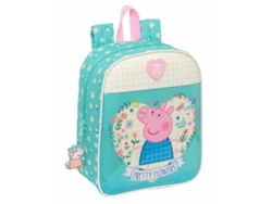 Mochila escolar con bonitas flores de Peppa Pig (azul - poliéster 300d)