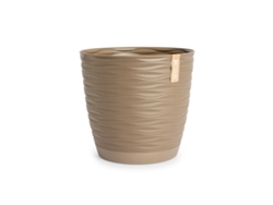 ARECA Wind - Maceta Decorativa Redonda 15 cm con Plato Integrado Taupe