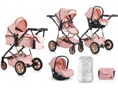 Carrito de Bebé MONI Tres Piezas Convertible Midas Rosa