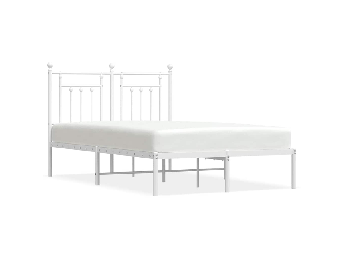 Estructura de cama de metal con cabecero blanca VIDAXL (135x190 cm)