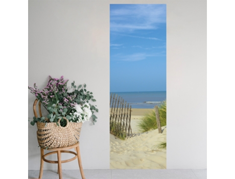 Adhesivo Decorativo de Puerta PLAGE Foto en las Dunas frente a la Playa 175 cm X 60 cm