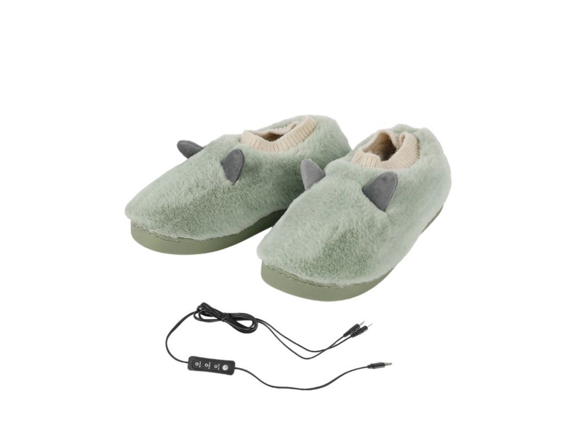 Calentador de pies eléctrico USB de invierno con temperatura ajustable 27/45, de felpa, verde, talla europea 38/39 Digitallab