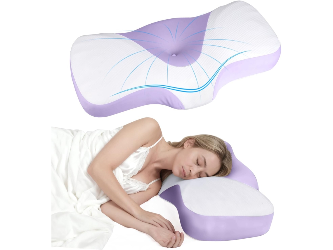 Almohada Cervical De Espuma Viscoelástica, Almohada Ergonómica De Apoyo, Almohada Para Dormir Cómoda, Color Morado Digitallab