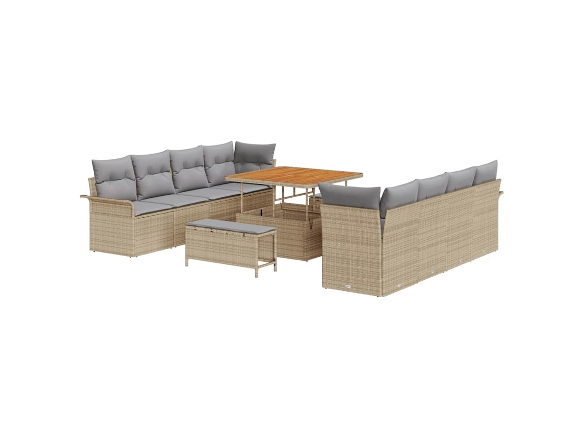 Maison Exclusive - Conjunto De Sofá De Jardín Con Cojín 11 Pcs Beige Y Gris Claro