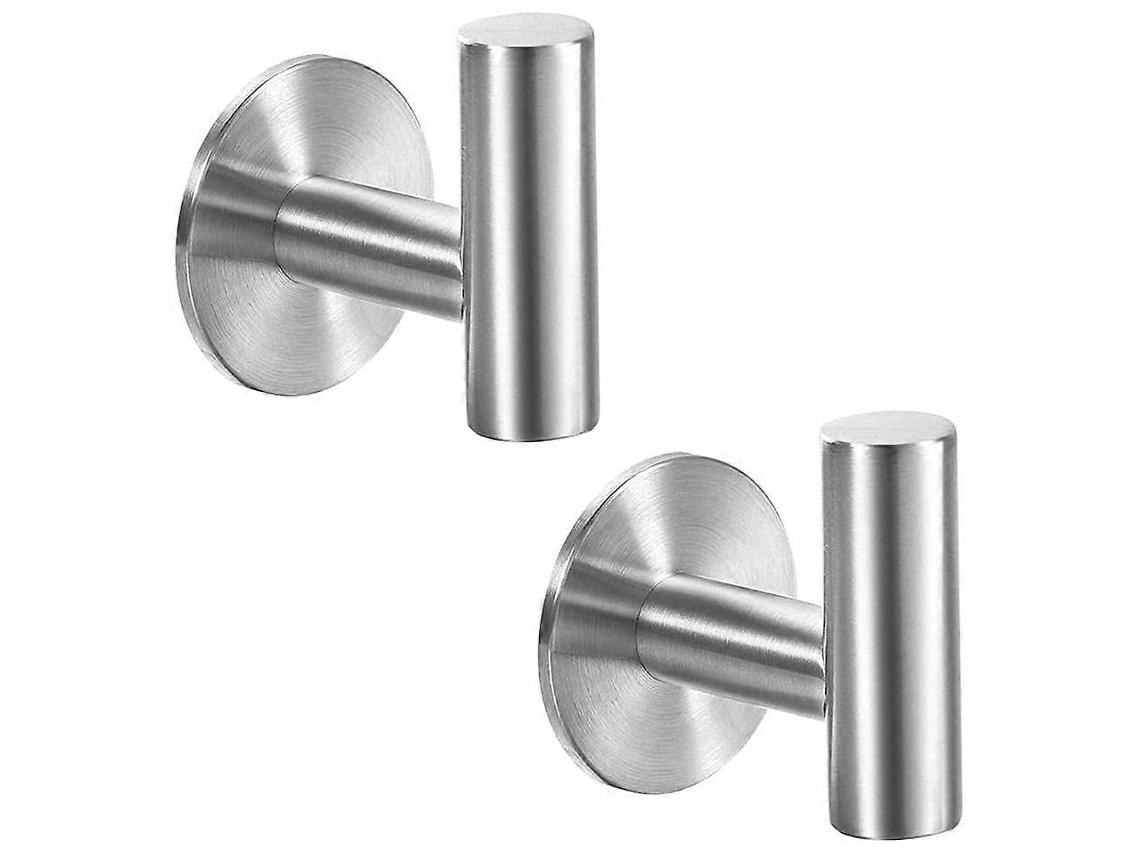 Set De 2 Ganchos Adhesivos De Acero Inoxidable Plateado 5cm Resistente Para Baño Cocina Dormitorio 5kg