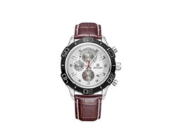 Reloj Hombre Megir Fashion Multifunción Metal Impermeable Correa Ajustable Cuero Marrón