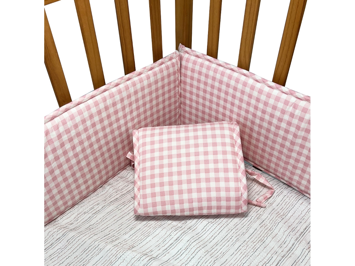 Juego De Protectores De Cuna Panoona 4 Piezas (2 X 132 Cm + 2 X 68,5 Cm) Rosa Claro