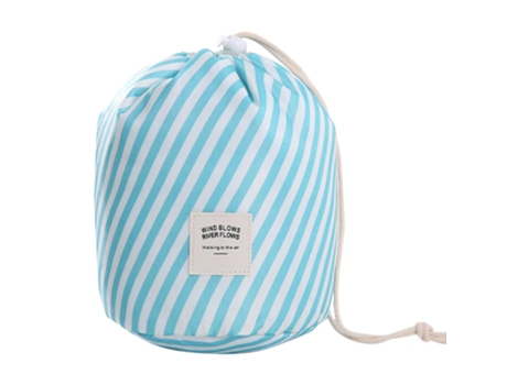 Bolso Cosmético Multifuncional Con Cilindro De Cordón Portátil, Rayas Azules ZMDECQNA