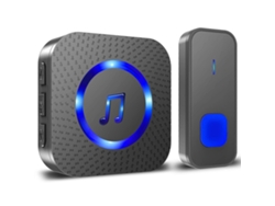 Timbre Inalámbrico Impermeable Ip55, 400m, 55 Melodías, 5 Niveles De Volumen, Led Azul, Receptor Conectable, Para Hogar