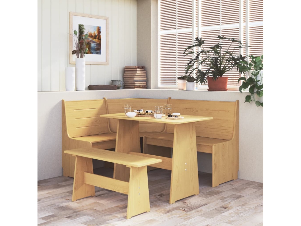 Banco Interior | Banco De Esquina Reine Madera Maciza De Pino Marrón Miel 151 Cm