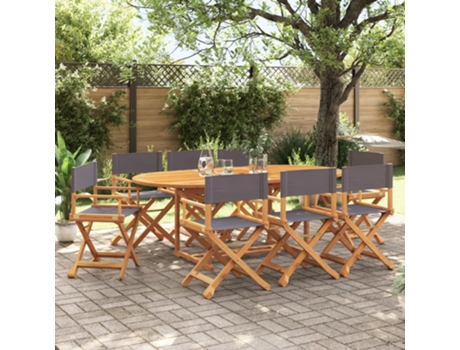 Conjunto 8 Sillas de jardín plegables VIDAXL tela gris oscuro