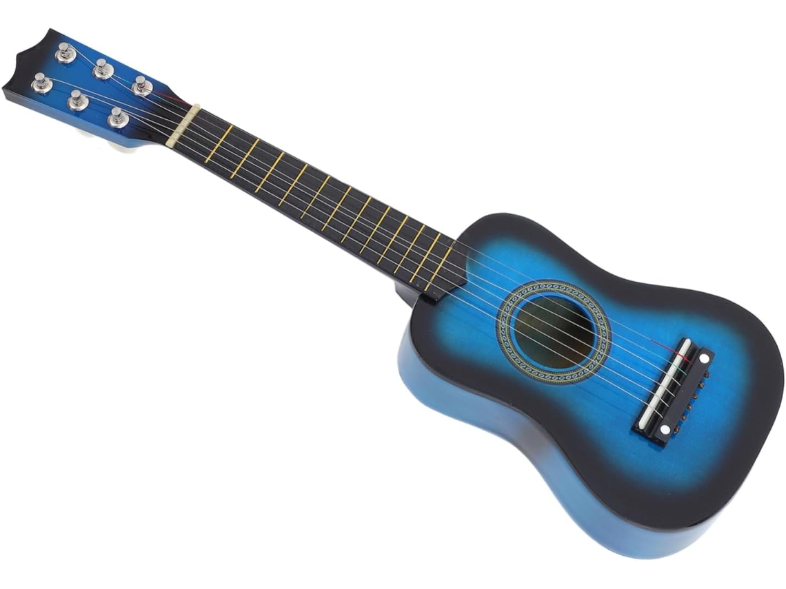 Guitarra musical azul para niños: instrumento educativo clásico para principiantes.