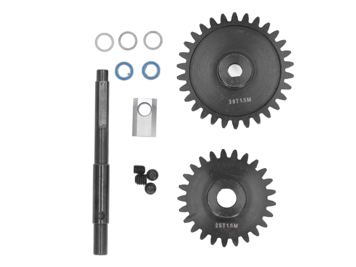 2 Engranajes Cilíndricos De 1,5 M De Acero Endurecido Y Eje De Transmisión Para Coche Rc Traxxas 1/5 25t+30t