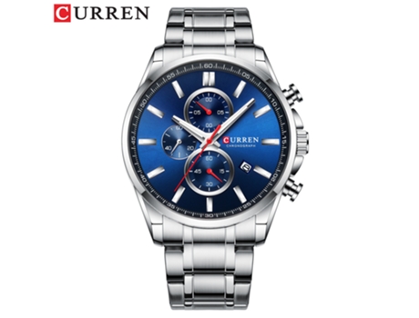 Relojes para hombre, relojes analógicos de acero inoxidable a prueba de agua, reloj cronógrafo con fecha para hombre, carcasa blanca, azul LUUCOZK