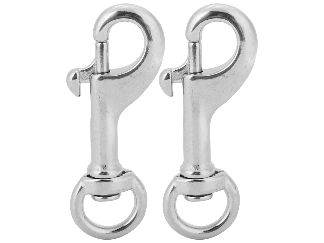2 Ganchos Giratorios Con Ojo De Seguridad De Acero Inoxidable 316 De 68 Mm Para Buceo.