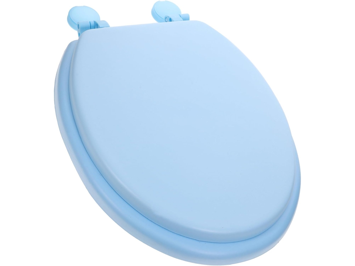 Asiento De Inodoro Transparente Con Acolchado De Espuma, Color Azul, Fácil Instalación.