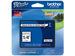 Cinta Laminada BROTHER TZe211 Negro sobre Blanco