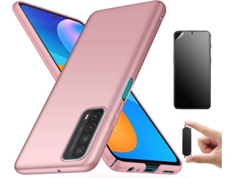 Kit Carcasa, Protector Y Soporte Huawei P Smart 2021 Ultimatte Turtleshell Rígido Rosa