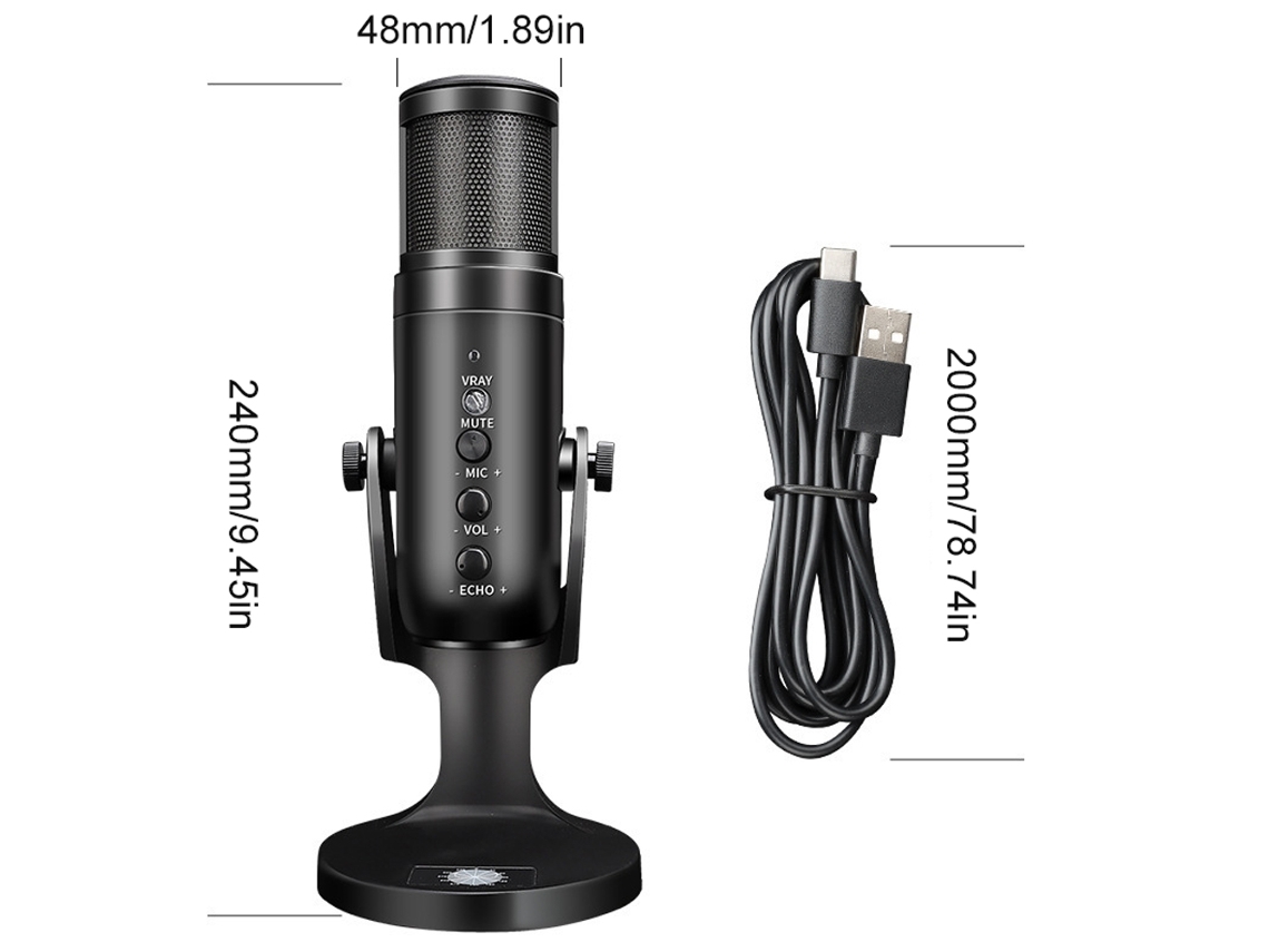 Microfone Usb Plug-and-play Com Luz Rgb Rotativo Para Computadores Reuniões Chat De Voz